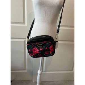 Juicy Couture black floral print crossbody bag
